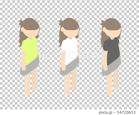 立体フラット・ゆるふわロングの女の子 立体フラット・ゆるふわロングの女の子 54720653