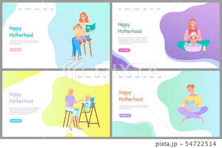 Happy Motherhood, Mom with Child Websites Set 54722514