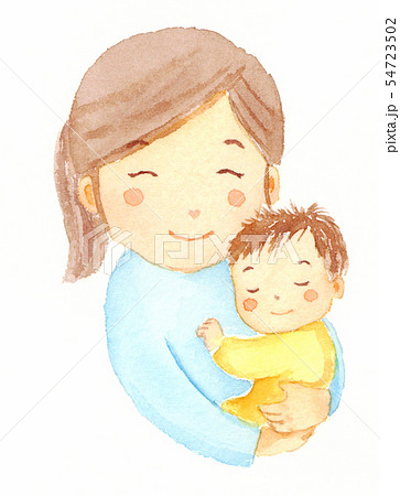 ママと赤ちゃん　水彩イラスト 54723502