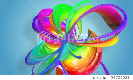 Beautiful multicolored ribbon glitters brightly. Abstract rainbow color ribbon twisted into a 54724081