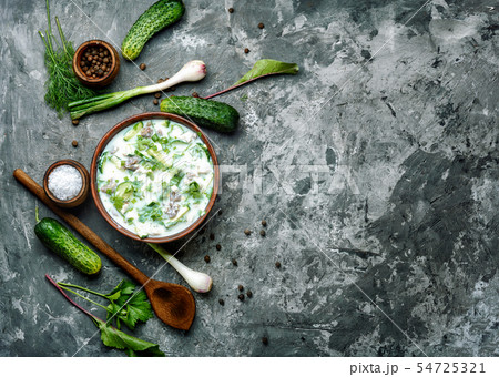 Okroshka,cold summer soup Okroshka,cold summer soup 54725321