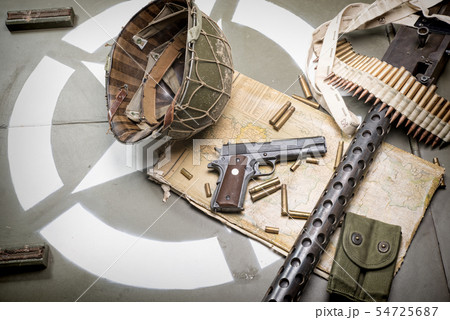 map of Normandy placed on the hood of a military map of Normandy placed on the hood of a military 54725687
