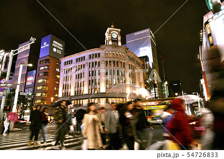 日本の東京都市景観 東京・銀座(平成最後の夜) 日本の東京都市景観 東京・銀座(平成最後の夜) 54726833