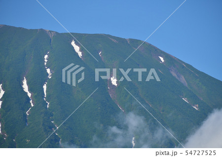 北海道京極町から残雪の羊蹄山（蝦夷富士）の山頂付近の夏の風景を撮影 54727525