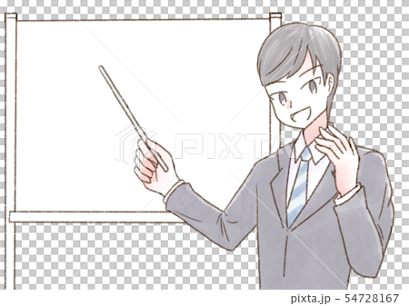 セミナー 男性 黒髪  笑顔 指し棒あり 会話 54728167