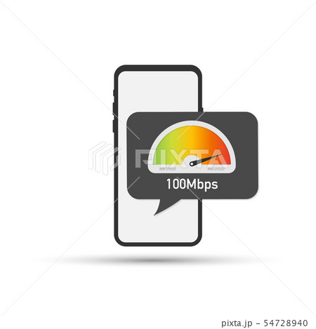 Hand holding smartphone with speed test on the Hand holding smartphone with speed test on the 54728940