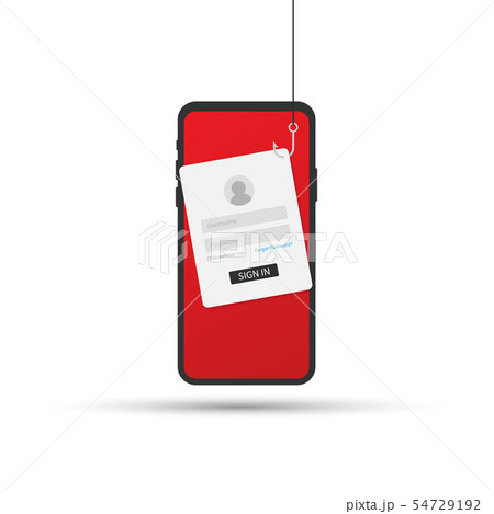 Data Phishing with fishing hook, mobile phone, 54729192