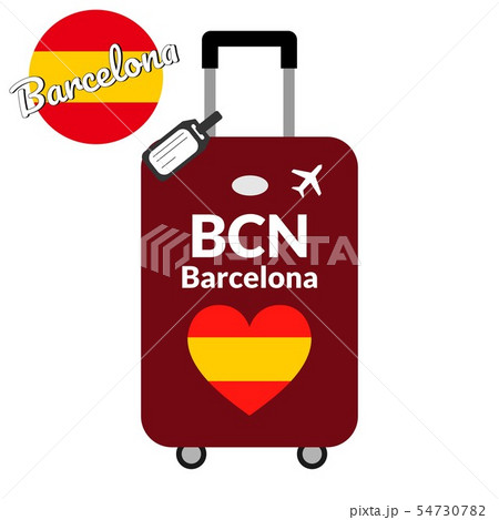 Luggage with airport station code IATA or location identifier and destination city name Barcelona 54730782