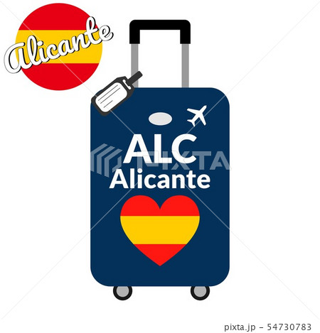 Luggage with airport station code IATA or location identifier and destination city name Alicante 54730783
