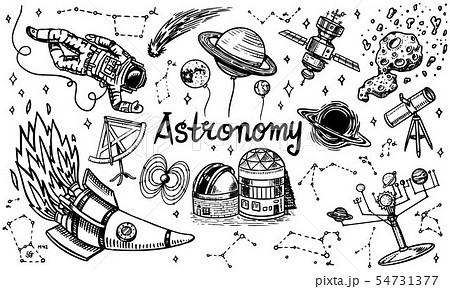Astronomy Background In Vintage Style Space のイラスト素材