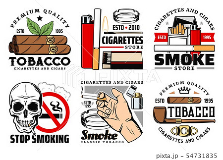 Tobacco cigarettes, cigar, lighter, ashtray, skull Tobacco cigarettes, cigar, lighter, ashtray, skull 54731835