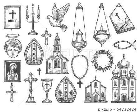 Christian religion church, bible, God icon, cross 54732424