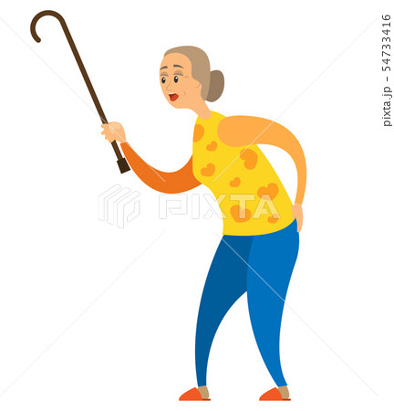 Aged Person with Stick, Pensioner and Wand Vector Aged Person with Stick, Pensioner and Wand Vector 54733416