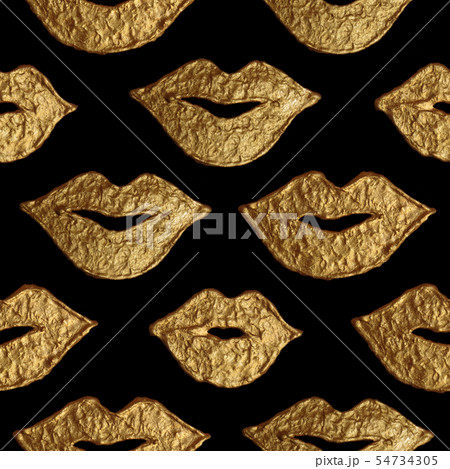 Lips gold hand painted abstract seamless pattern Lips gold hand painted abstract seamless pattern 54734305