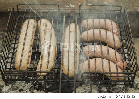 Grilled sausages on nature 54734545