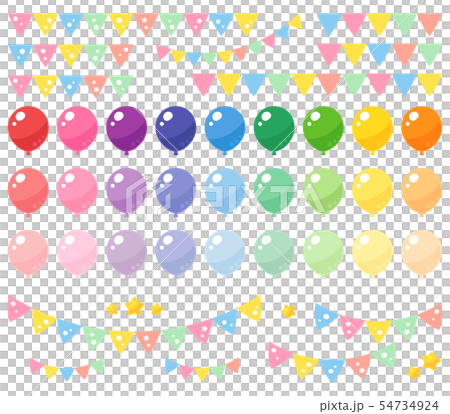 かわいい風船とガーランドのパーツセット 54734924