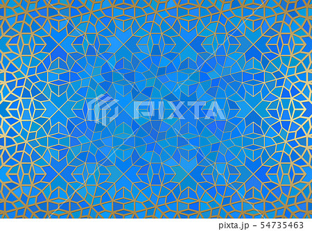 Abstract background with islamic ornament, arabic geometric texture. Golden lined tiled motif. Abstract background with islamic ornament, arabic geometric texture. Golden lined tiled motif. 54735463