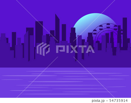 City panorama with skyscrapers and the river. City panorama with skyscrapers and the river. 54735914