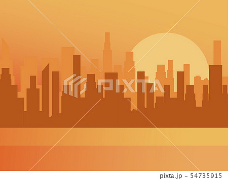 City sunrise. Contour of skyscrapers, panorama City sunrise. Contour of skyscrapers, panorama 54735915