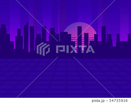Retro futuristic city in the style of the 80s. Retro futuristic city in the style of the 80s. 54735916