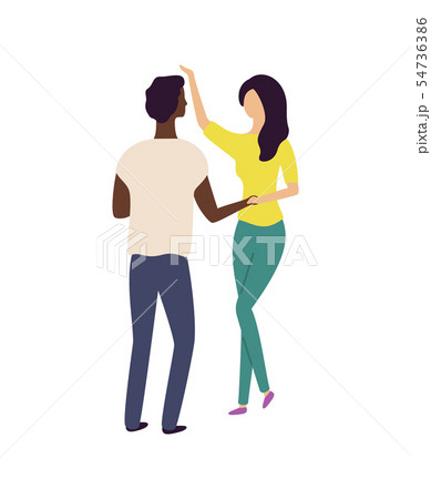 People Dance in Pair, Moving Man and Woman Vector People Dance in Pair, Moving Man and Woman Vector 54736386