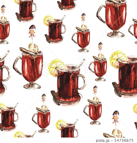 Watercolor mulled wine pattern Watercolor mulled wine pattern 54736675