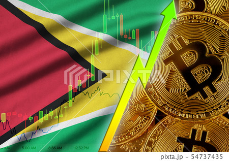 Guyana flag and cryptocurrency growing trend with Guyana flag and cryptocurrency growing trend with 54737435