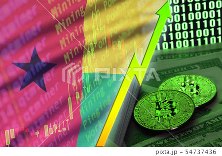 Guinea Bissau flag and cryptocurrency growing 54737436