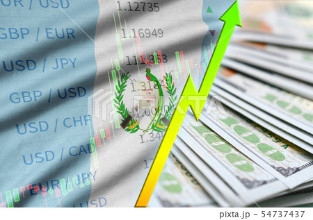 Guatemala flag and chart growing US dollar Guatemala flag and chart growing US dollar 54737437