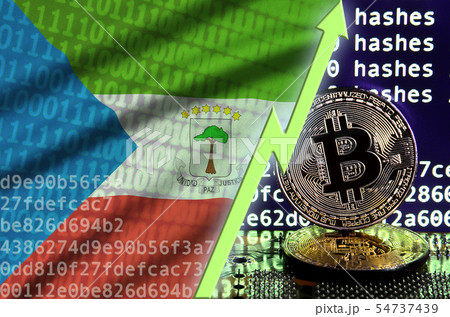 Equatorial Guinea flag and rising green arrow on 54737439