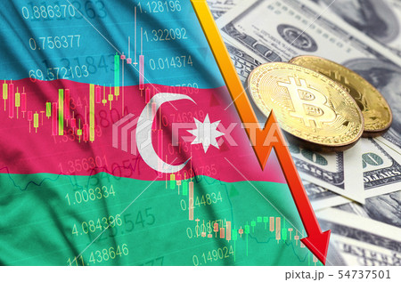 Azerbaijan flag and cryptocurrency falling trend 54737501