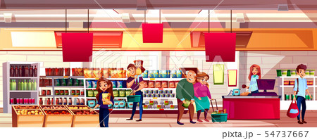 People in supermarket grocery illustration 54737667