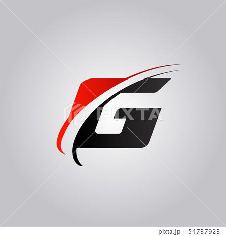 initial G Letter logo with swoosh colored red and initial G Letter logo with swoosh colored red and 54737923