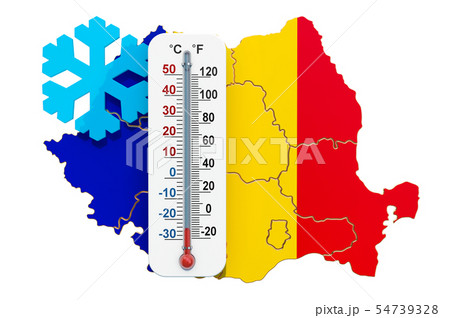 Extreme cold in Romania concept. 3D rendering 54739328