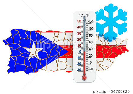 Extreme cold in Puerto Rico concept. 3D rendering Extreme cold in Puerto Rico concept. 3D rendering 54739329