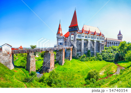 Beautiful panorama of the Hunyad Castle / Corvin's Beautiful panorama of the Hunyad Castle / Corvin's 54740354