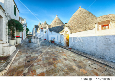 Trulli of Alberobello typical houses street view Trulli of Alberobello typical houses street view 54740461