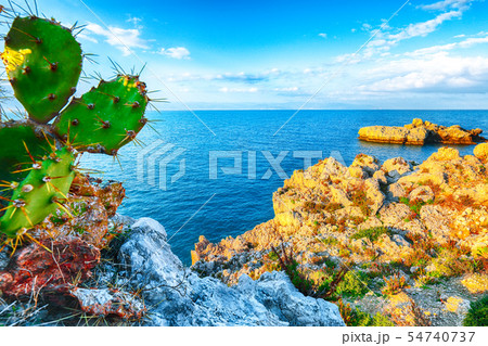 Dramatic spring sunset on the the cape Milazzo 54740737