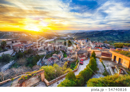 Sunrise over old famous medieval village Stilo in 54740816