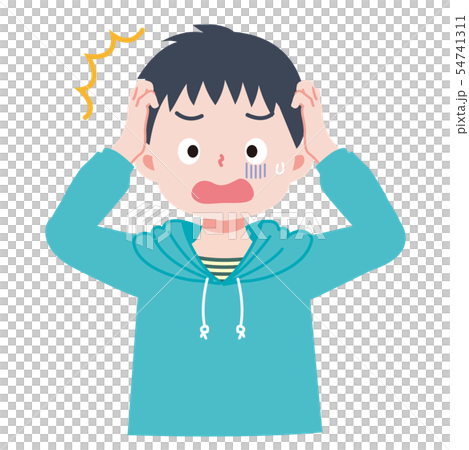 焦る男の子のイラストのイラスト素材