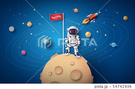 Astronaut with Flag on the moon 54742936