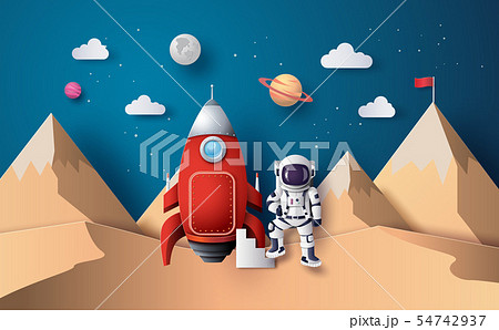 Astronaut with Flag on the moon 54742937