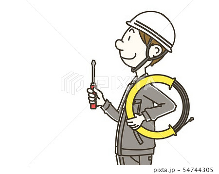 現場作業の男性と道具 現場作業の男性と道具 54744305