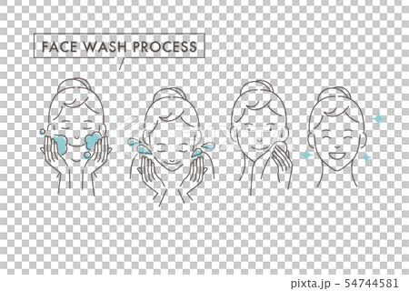 洗顔をする女性 洗顔をする女性 54744581