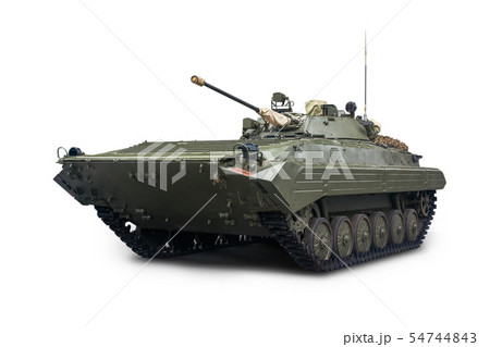 The infantry fighting vehicle BMP-2 is in service with the Russian Army. Isolated on white The infantry fighting vehicle BMP-2 is in service with the Russian Army. Isolated on white 54744843