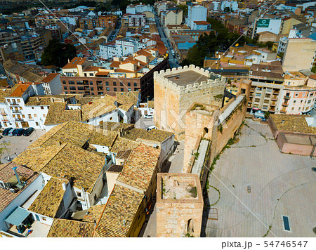 Castle towers and fortress in old town of Requena, Spain 54746547
