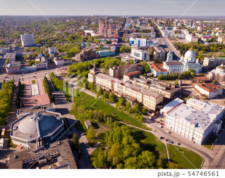 Panoramic aerial view of district of Kursk with houses 54746561