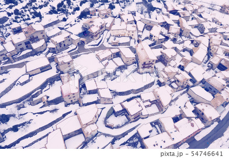 Houses and nature of ancient city Gosol village in Catalonia from high Houses and nature of ancient city Gosol village in Catalonia from high 54746641