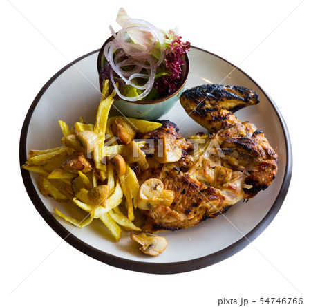 Charcoal-grilled chicken with vegetables Charcoal-grilled chicken with vegetables 54746766