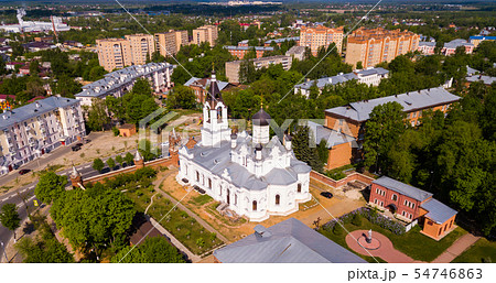 Aerial view of Holy Trinity Mariinsky Convent at city Yegorievsk. Russia Aerial view of Holy Trinity Mariinsky Convent at city Yegorievsk. Russia 54746863
